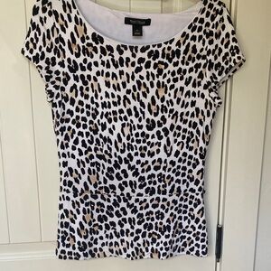 White House Black Market Leopard Print Top - Black and Tan